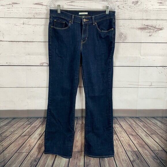 Levis Jeans Womens 29 Blue Dark Classic Boot Stretch Minimalist Midrise Casual - Picture 1 of 11
